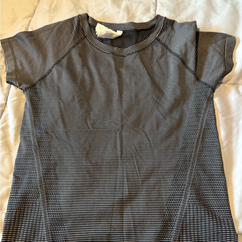 Athleta Navy and White Striped Tee